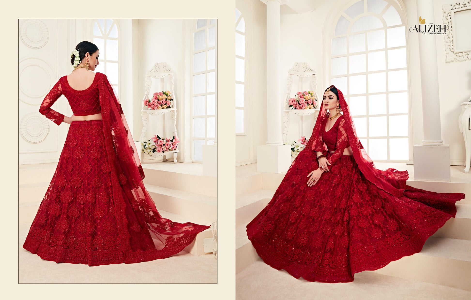 Product Image - Deep Red Wedding Lehenga - Ethereal Bridal & Festive Attire