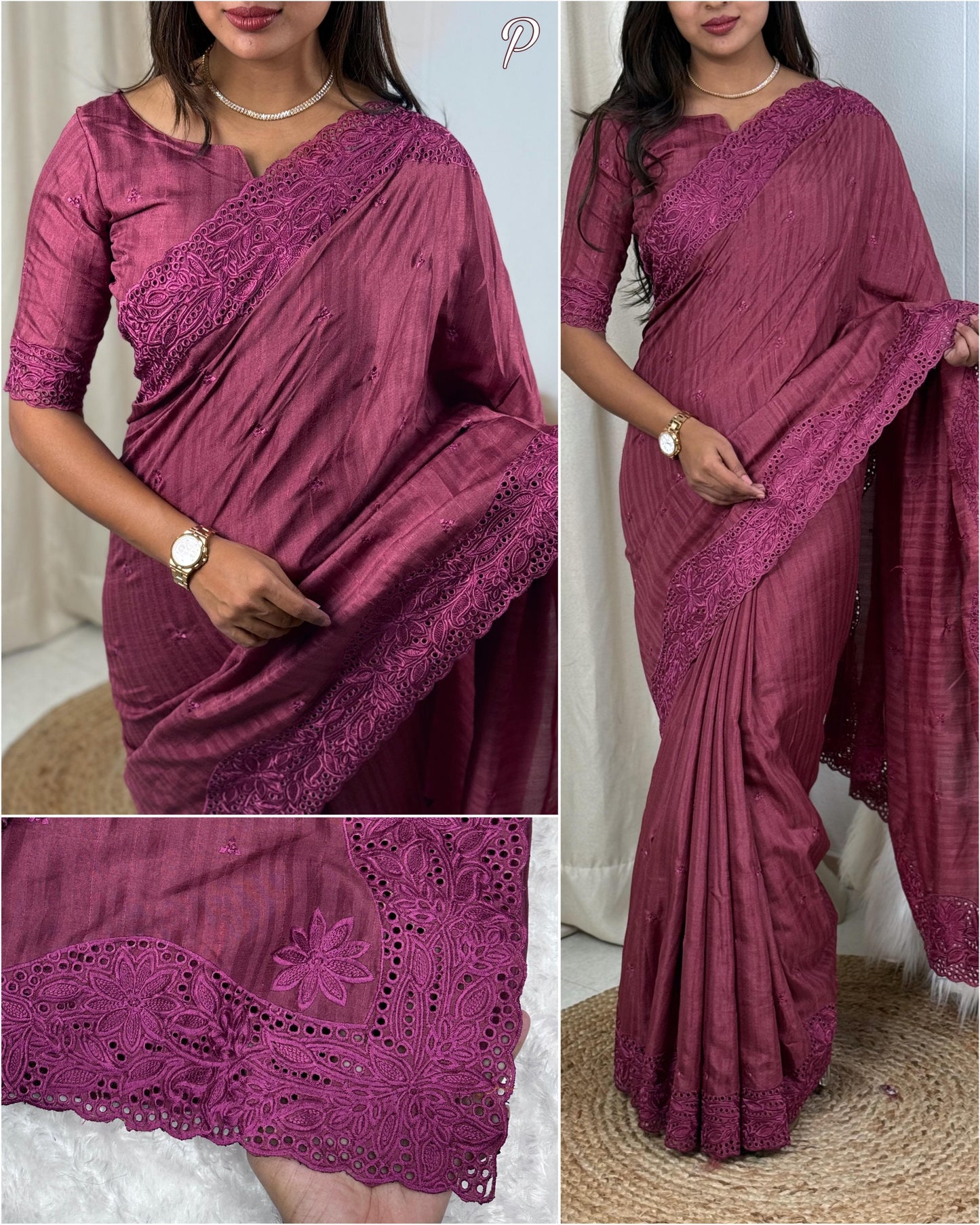 Product Image - Elegant Visca Slub Silk Designer Saree