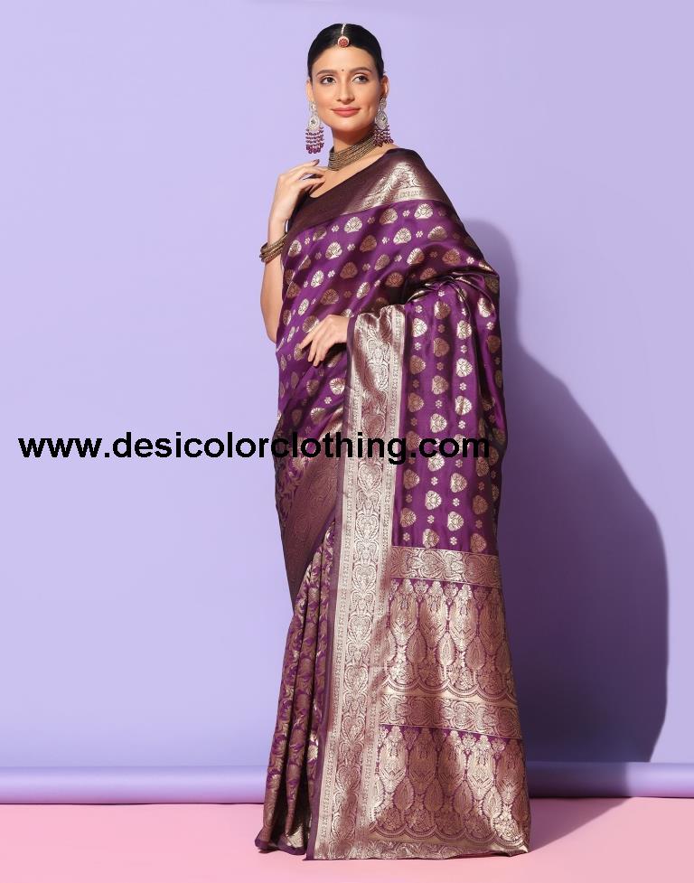 Purple Weaving Silk Saree