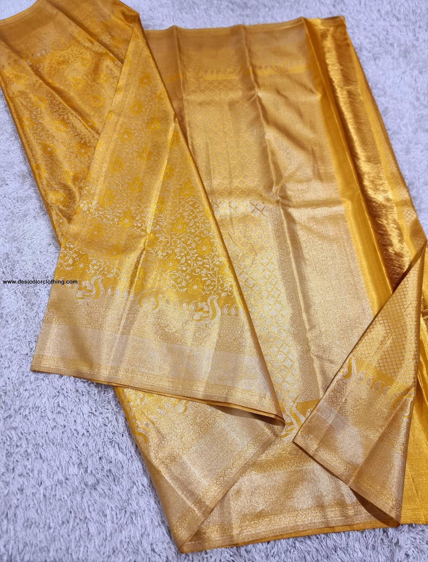 Kanchipuram 100% Pure Handwoven 1G Gold Tissue Bridal Silk Saree