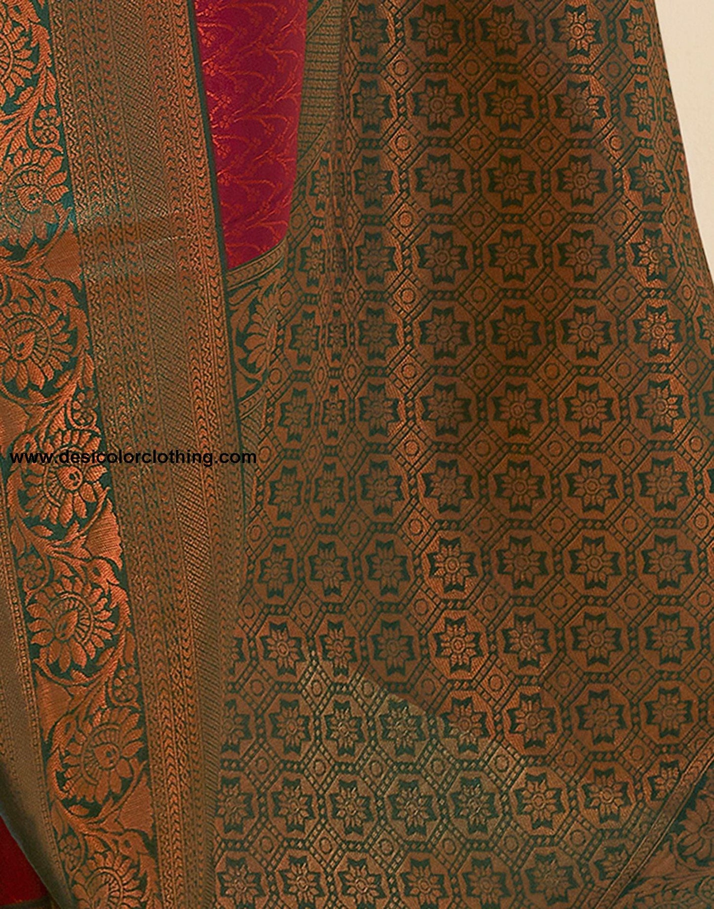 Dark Green Jacquard Silk Saree