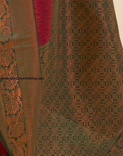 Dark Green Jacquard Silk Saree