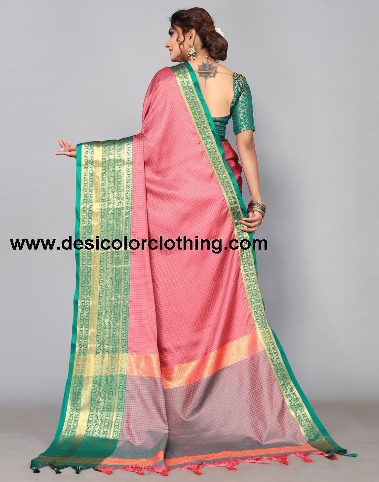 Rose Pink Kanjivaram Silk Saree