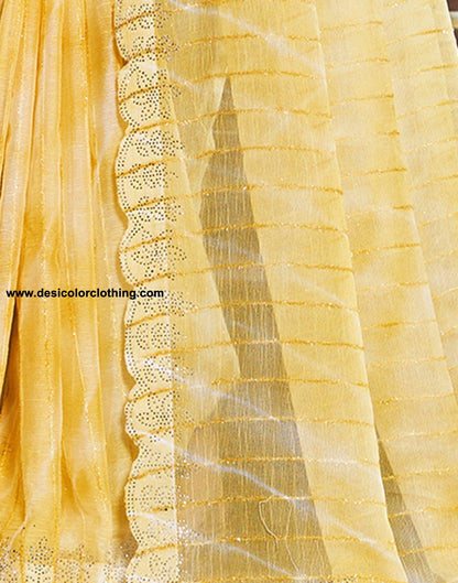 Yellow Printed Chiffon Saree