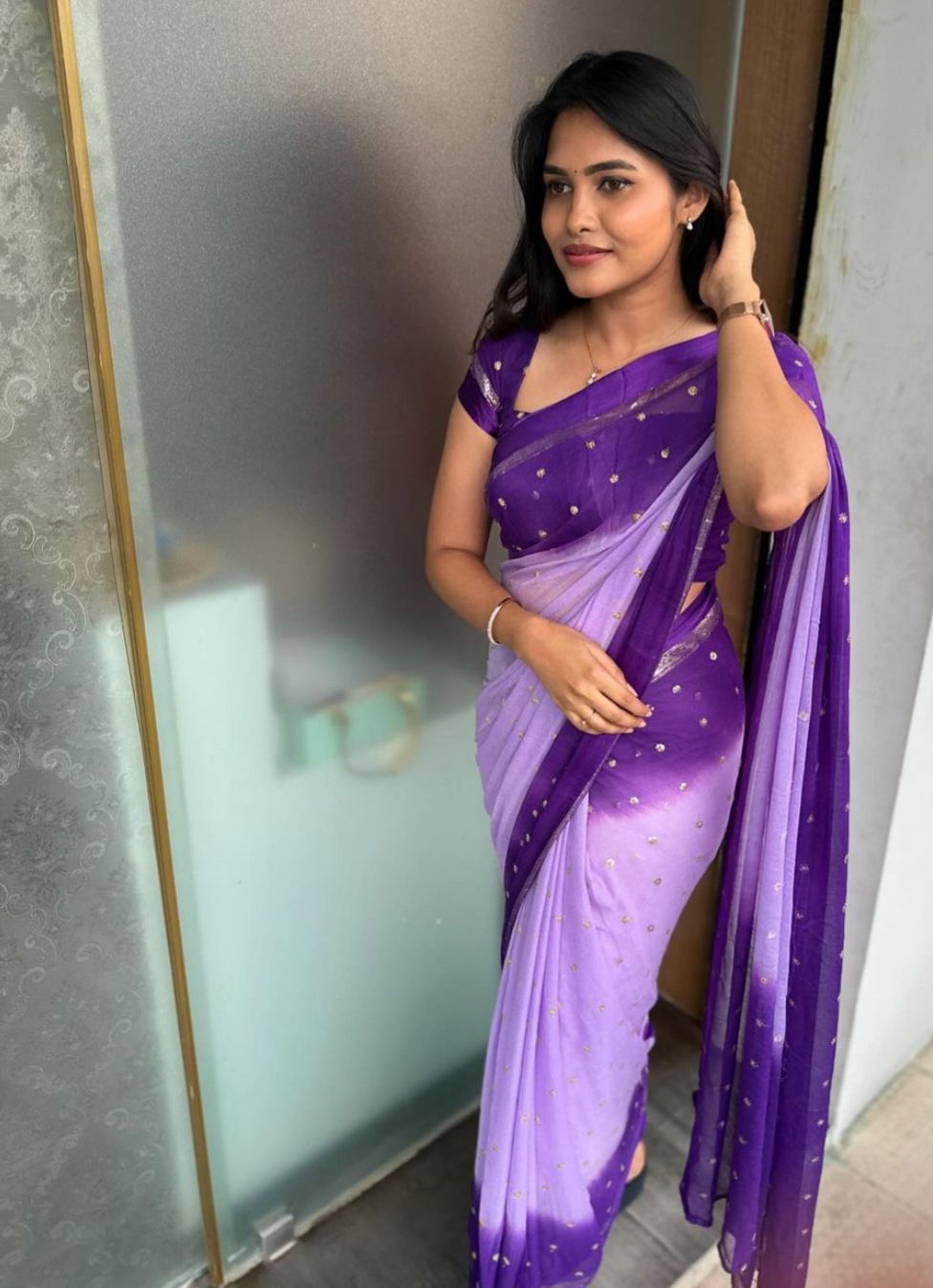 Product Image - Designer Georgette Pallu Saree with Sequins Work