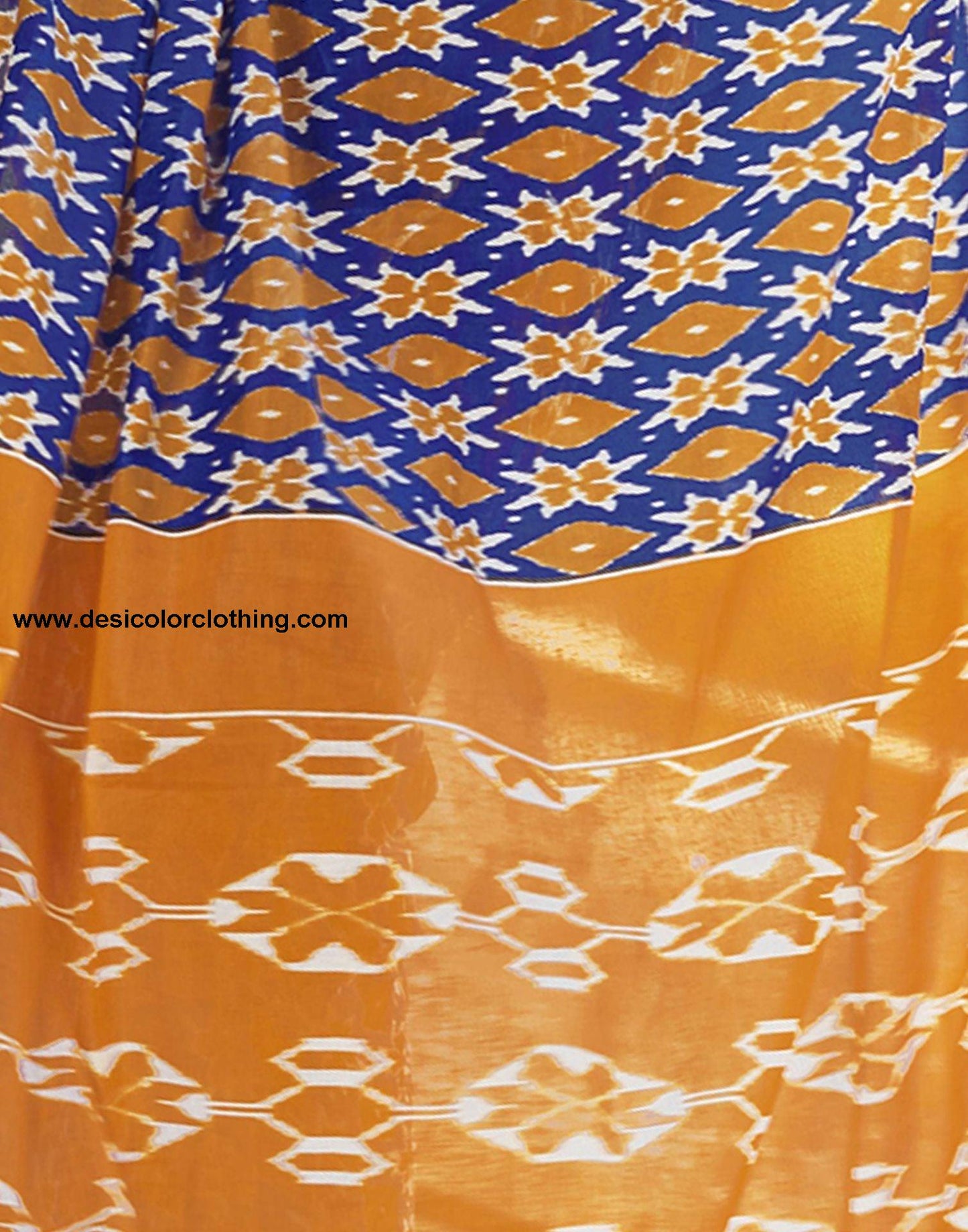 Blue Printed Cotton Pre-Draped Saree