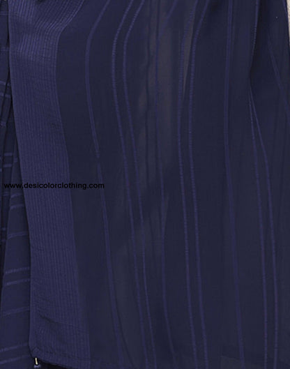 Blue Georgette Plain Saree