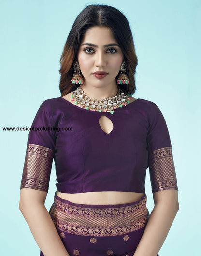 Purple Jacquard Silk Saree
