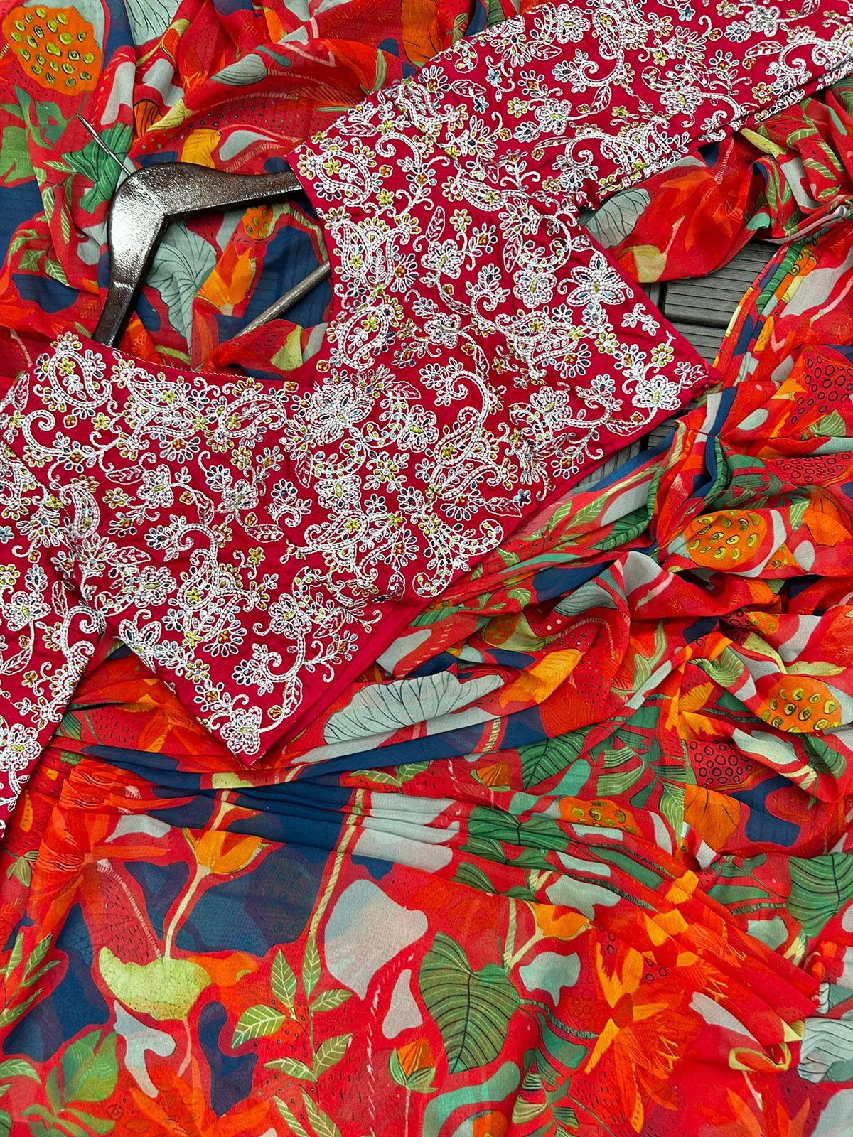 Product Image - Designer Embroidered Georgette Saree with Banglori Blouse - Festive & Wedding Wear