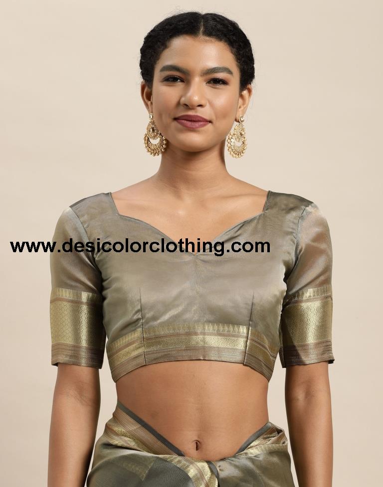 Steel Grey Organza Saree