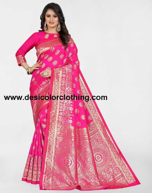 Pink Banarasi Silk Saree