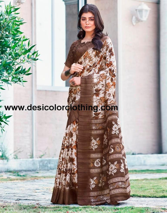 White Silk Printed Sarees