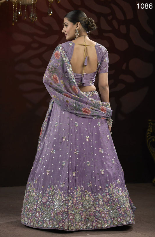 Product Image - Alluring Look Designer Embroidery and Flower Pattern Dupatta Lehengacholi