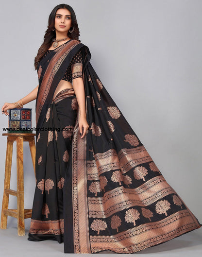 Black Silk Printed Saree
