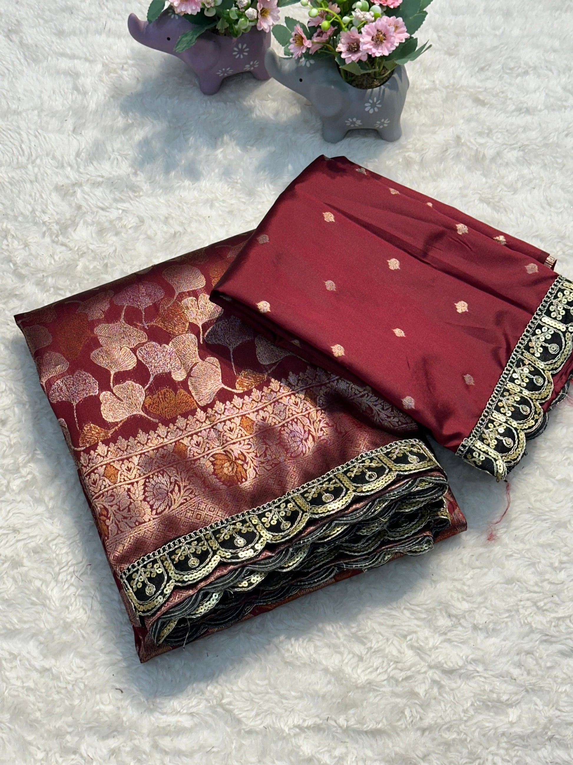 Product Image - Elegant Pure Soft Silk Saree with Embroidery