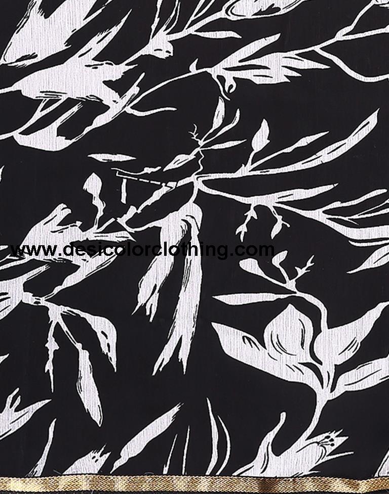 Black Printed Chiffon Saree