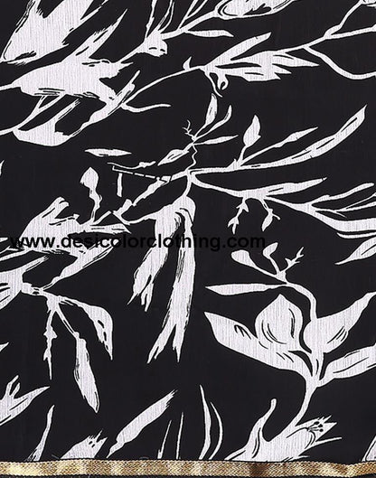 Black Printed Chiffon Saree