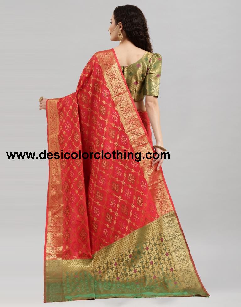 Red Coloured Poly Silk Banarasi Jacquard Saree | SLV2194S1175