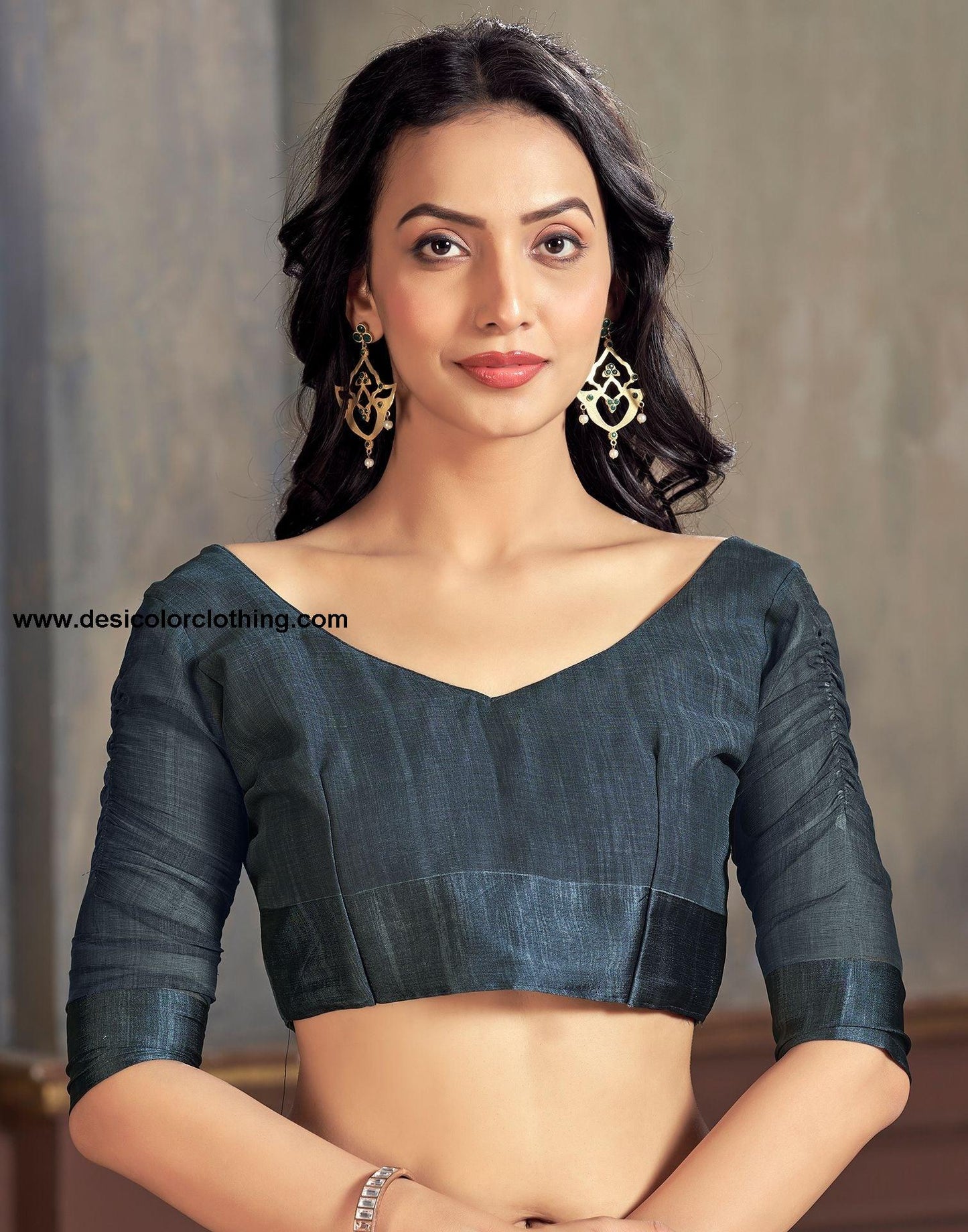 Deep Grey Printed Chiffon Saree