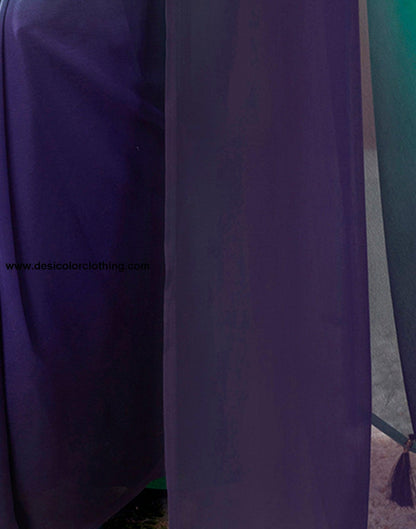 Teal Green Georgette Plain Ready to Wear Saree