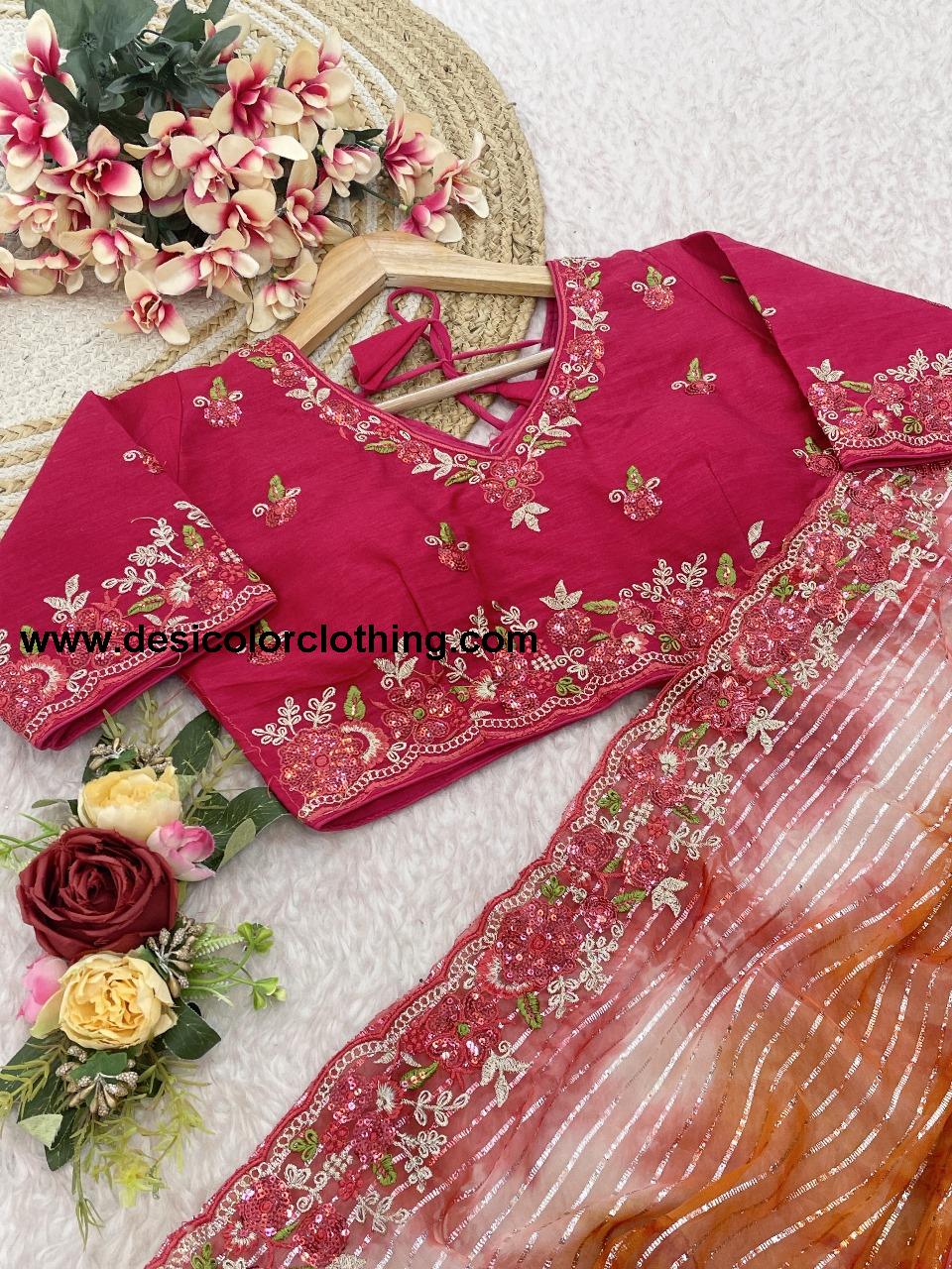 Pure Soft Georgette Sarees with Silver Weaving lining Nd Prisam Print With Heavy Embroidery Threads Sequence Ton to Ton work border aarco*