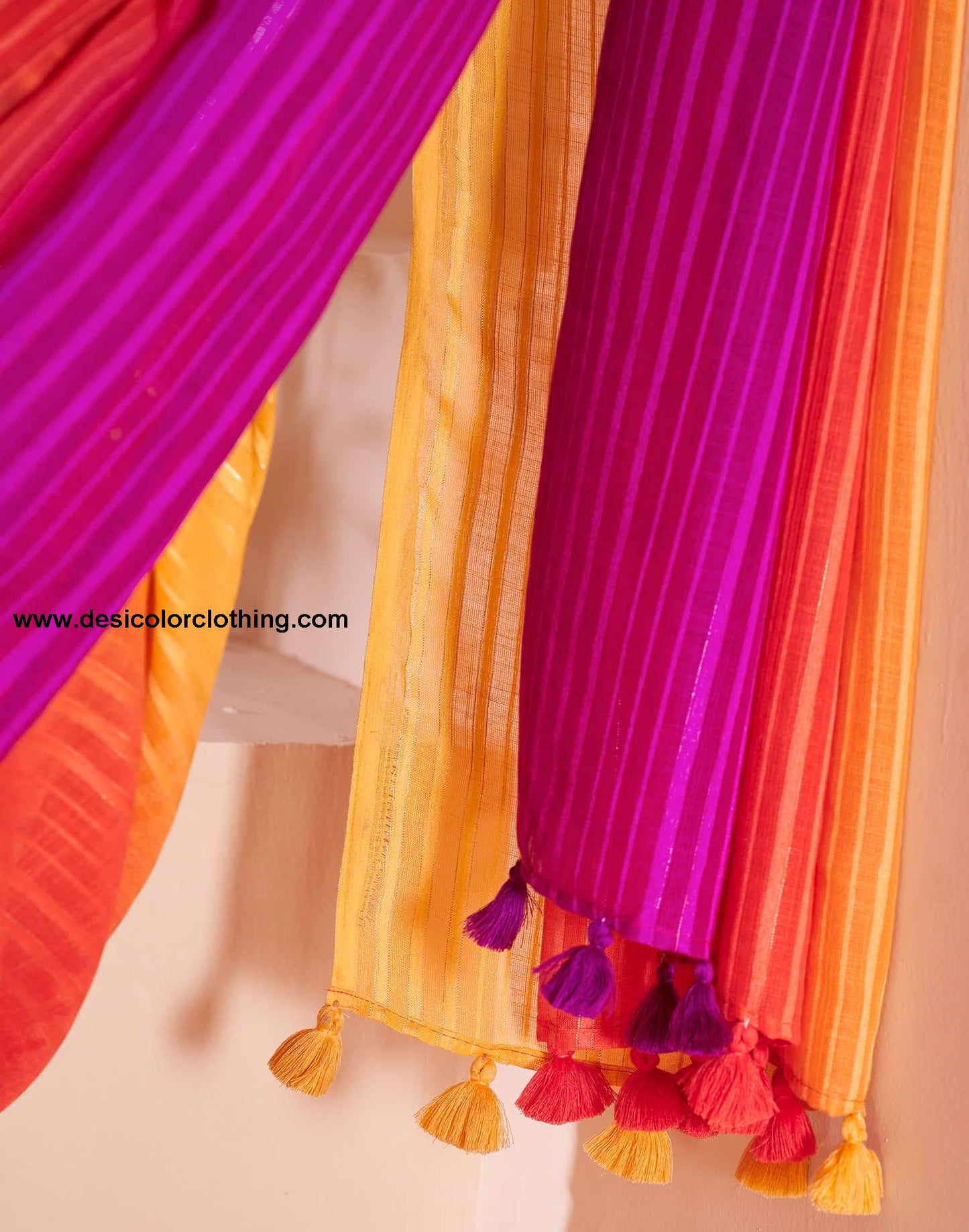 Yellow Linen Plain Saree