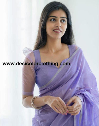 Lavender Cotton Weaving Saree