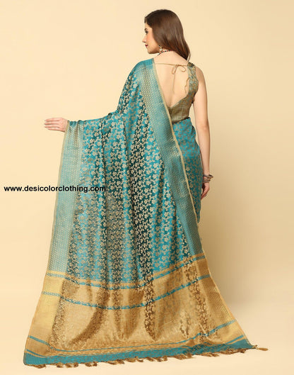 Rama Green Banarasi Silk Saree