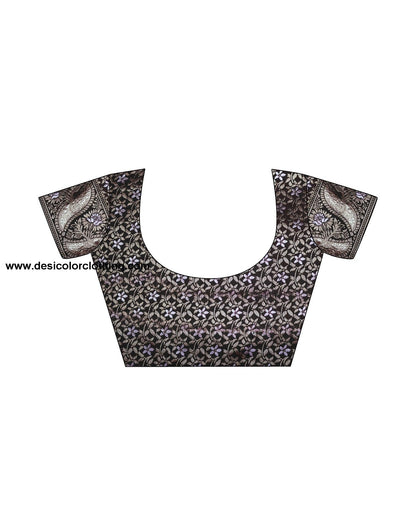 Black Silk Plain Saree