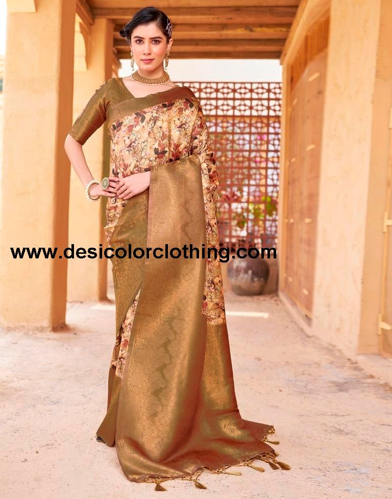 Yellow Silk Printed Ready To Wear