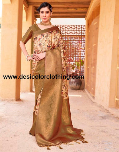 Yellow Silk Printed Ready To Wear