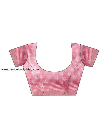 Pink Printed Cotton Saree