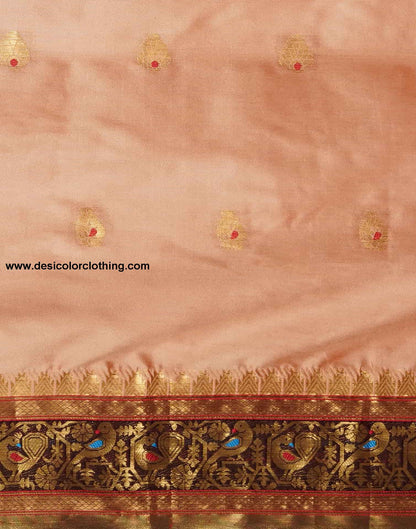 Peach Kanjivaram Silk Woven Saree