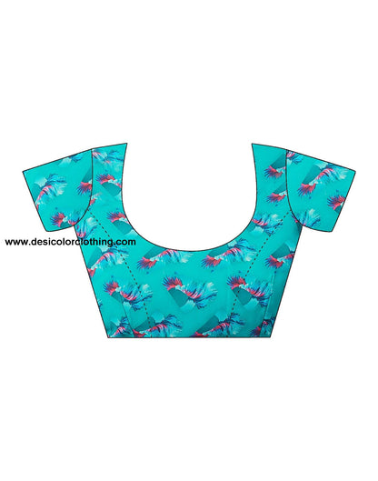 Turquoise Georgette Printed Saree
