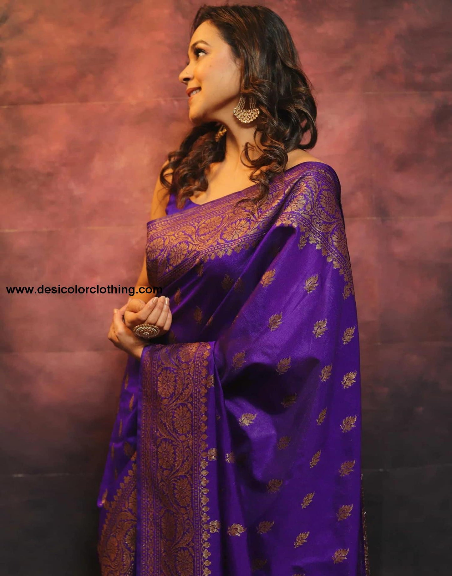 Purple Banarasi Silk Woven Saree