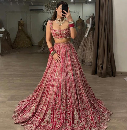 Product Image - Stunning Designer Lehenga Red