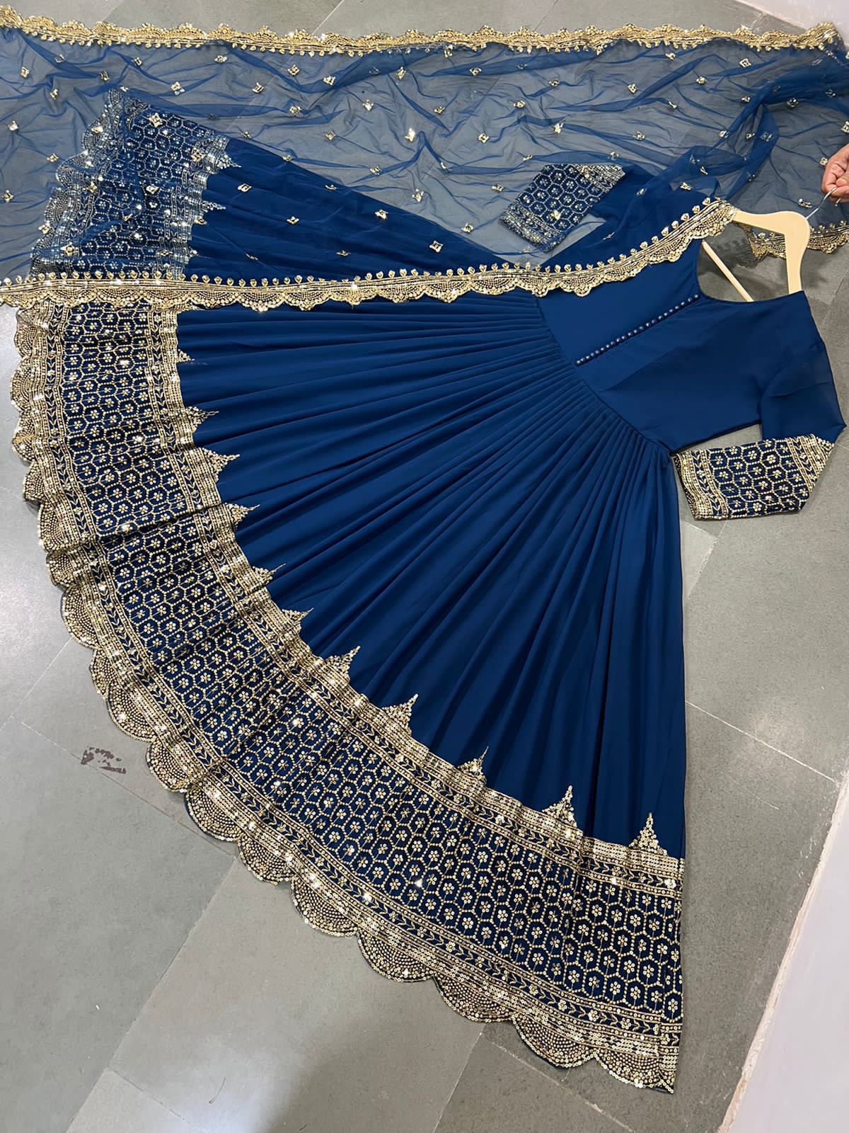 Product Image - Designer Party Wear Gown with Georgette Fabric & Embroidery