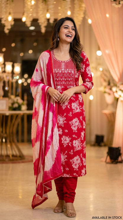 Simple Floral Party Wear Suits for Women | Elegant Ethnic Wear Online DesiColorClothing