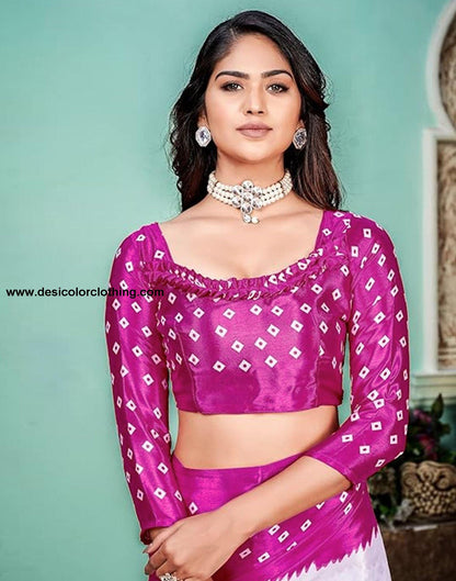 White Printed Chiffon Saree