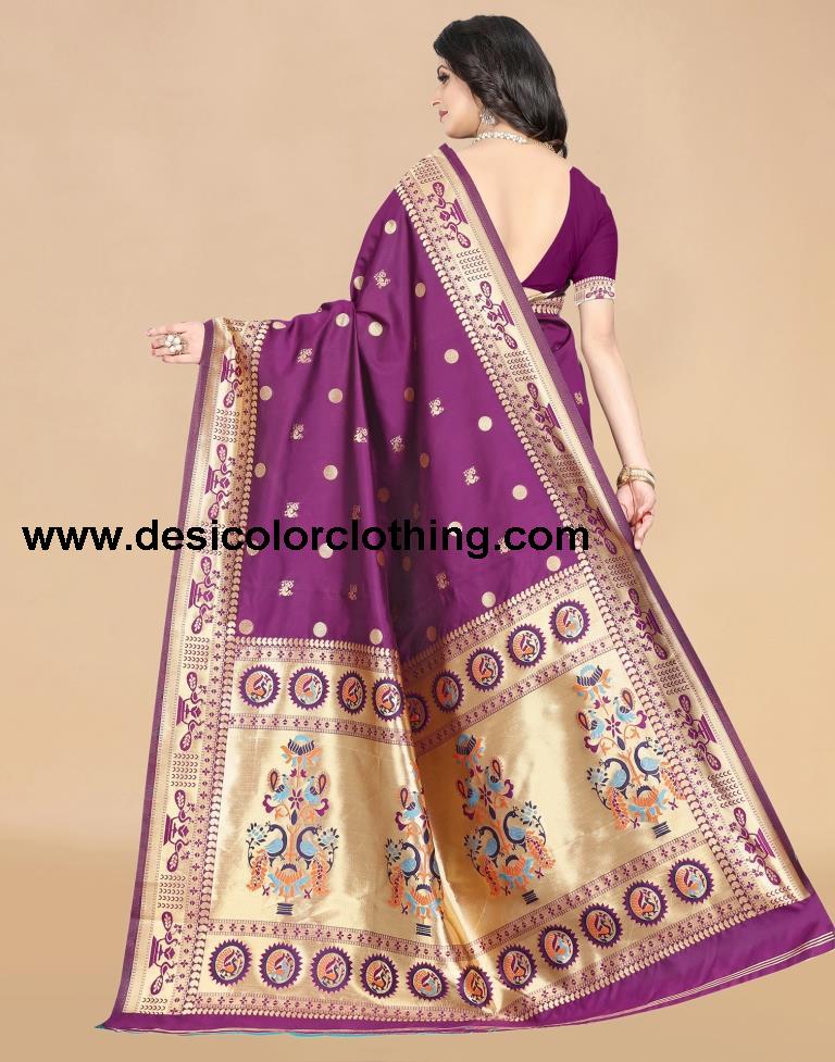 Purple Paithani Silk Saree