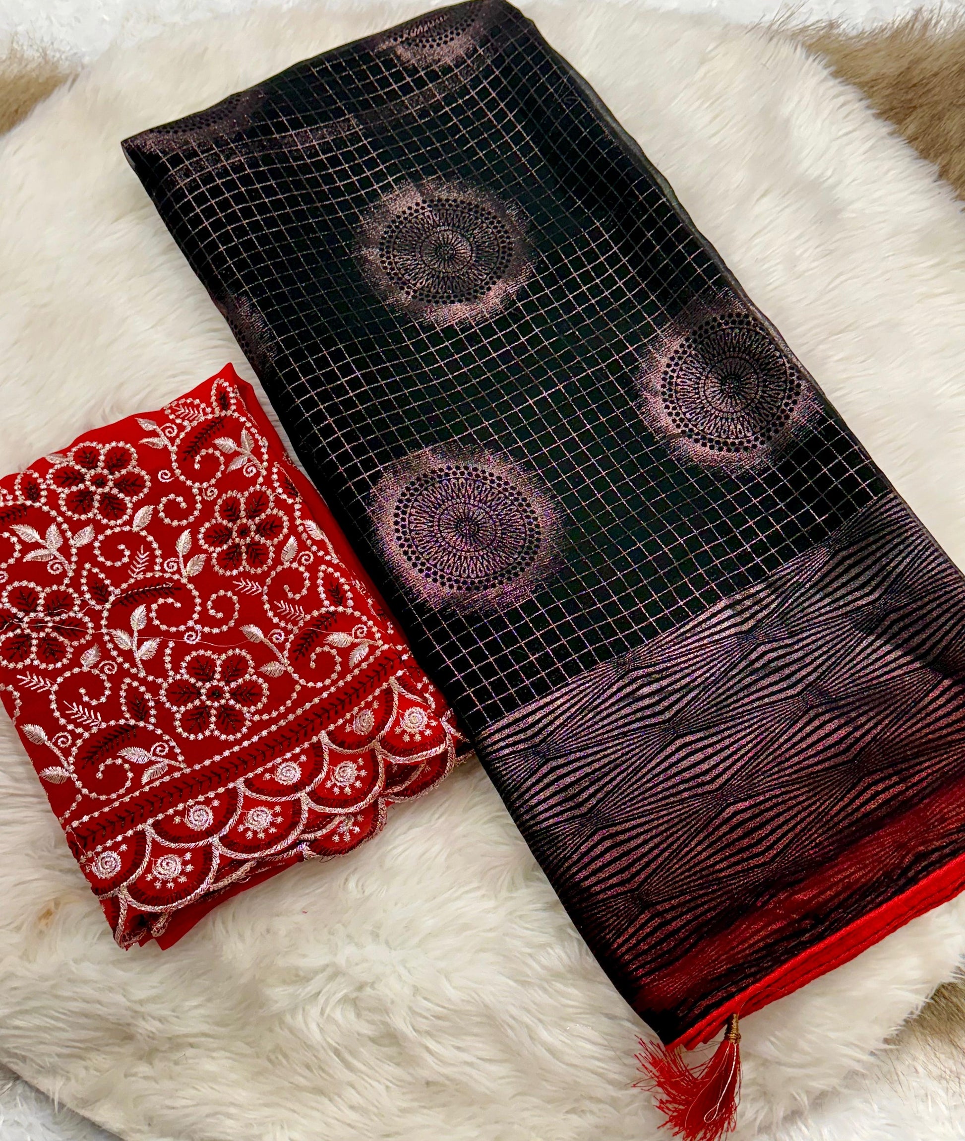 Product Image - Elegant Black Berry Georgette Saree