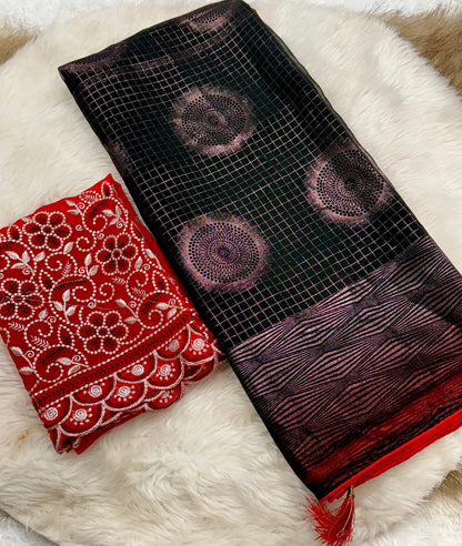Product Image - Elegant Black Berry Georgette Saree