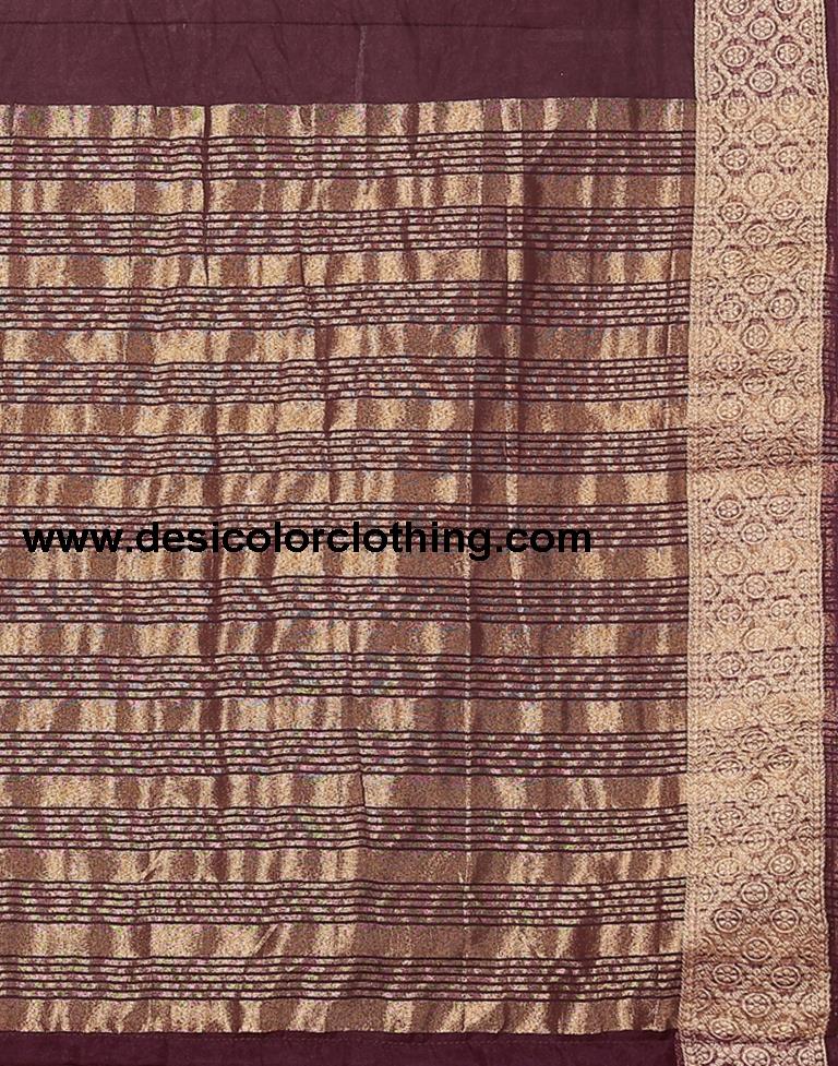 Wine Plain Organza Saree
