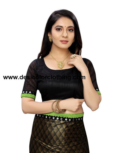 Black Coloured Lycra Blend Sequence Partywear saree | SLV1475S113