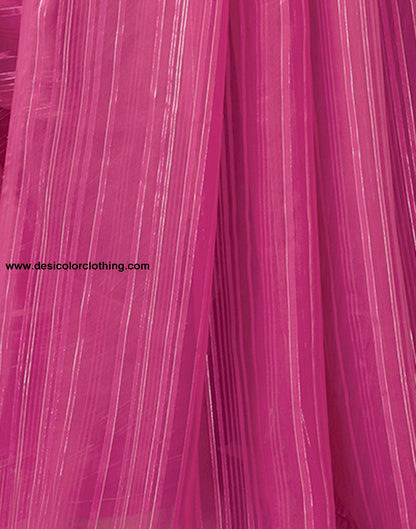 Rani Pink Georgette Plain Saree