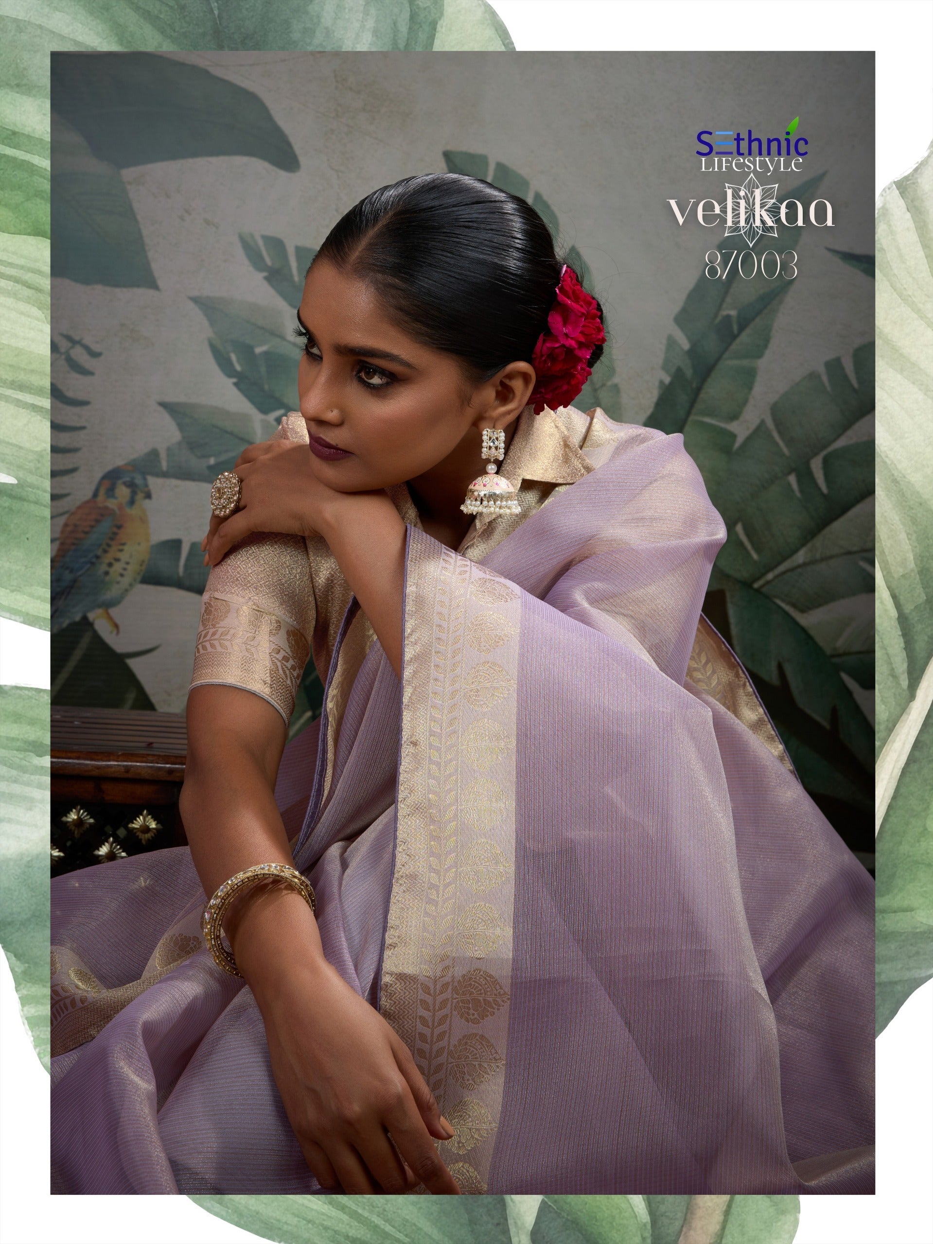 Product Image - Designer Tissue Silk Saree with Woven Patta & Pallu