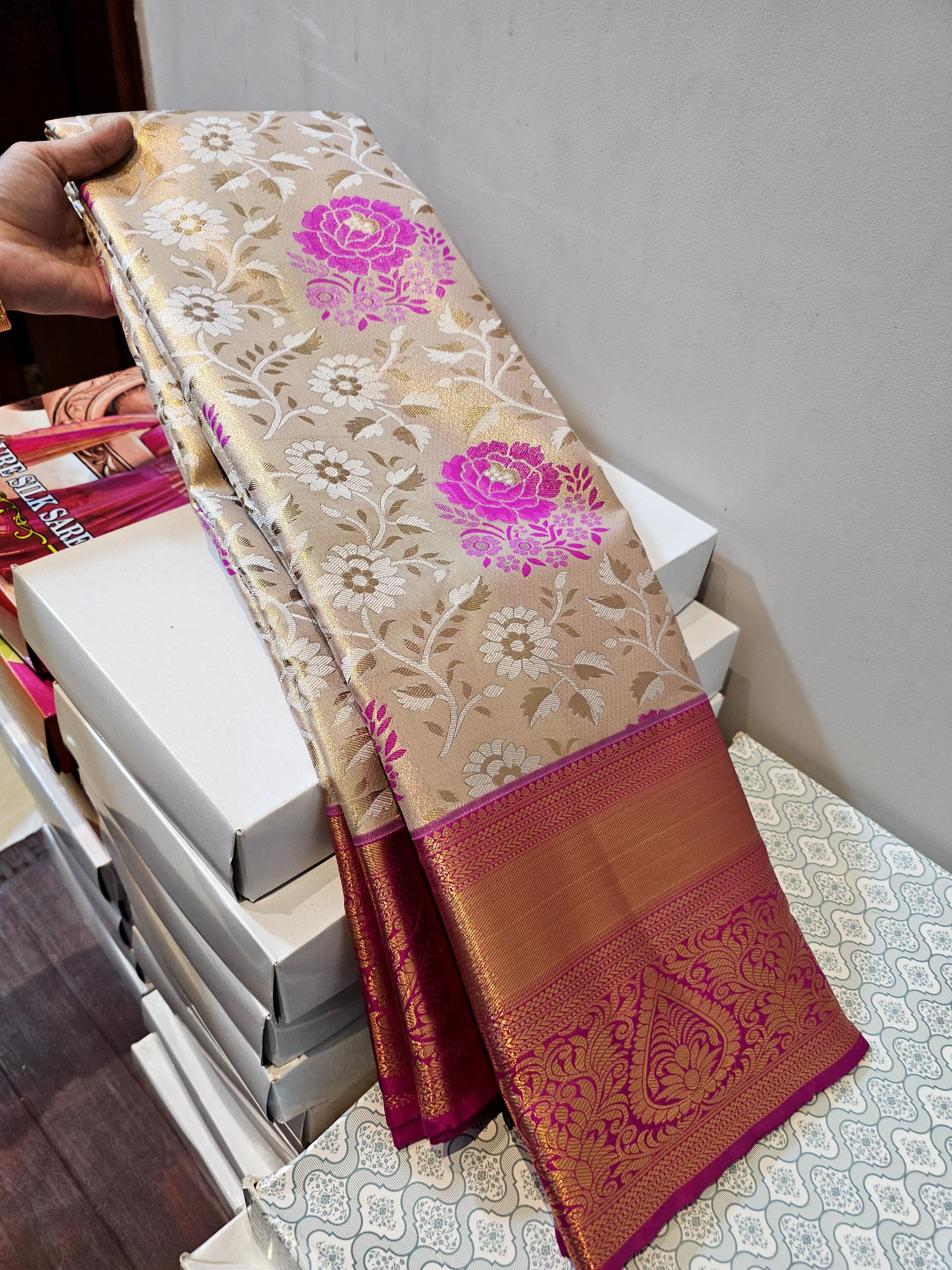 Product Image - Exquisite Semi-Silk Kanchipuram Designer Saree