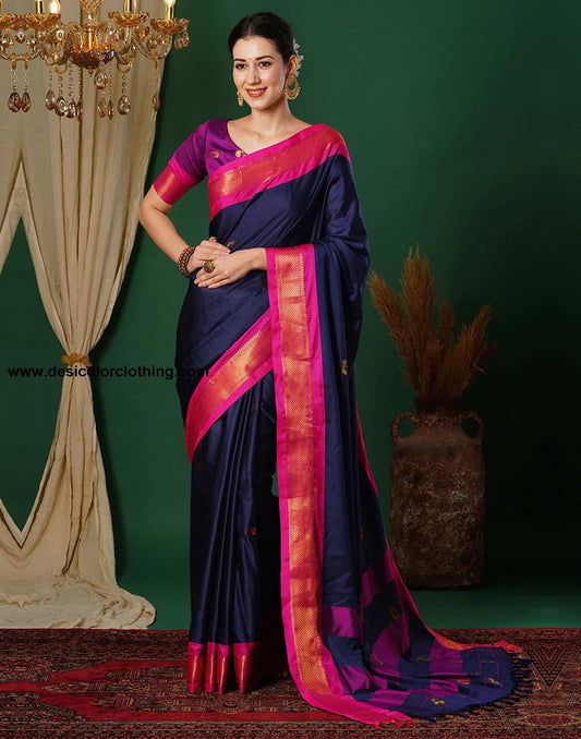 Blue Kanjivaram Silk Woven Saree