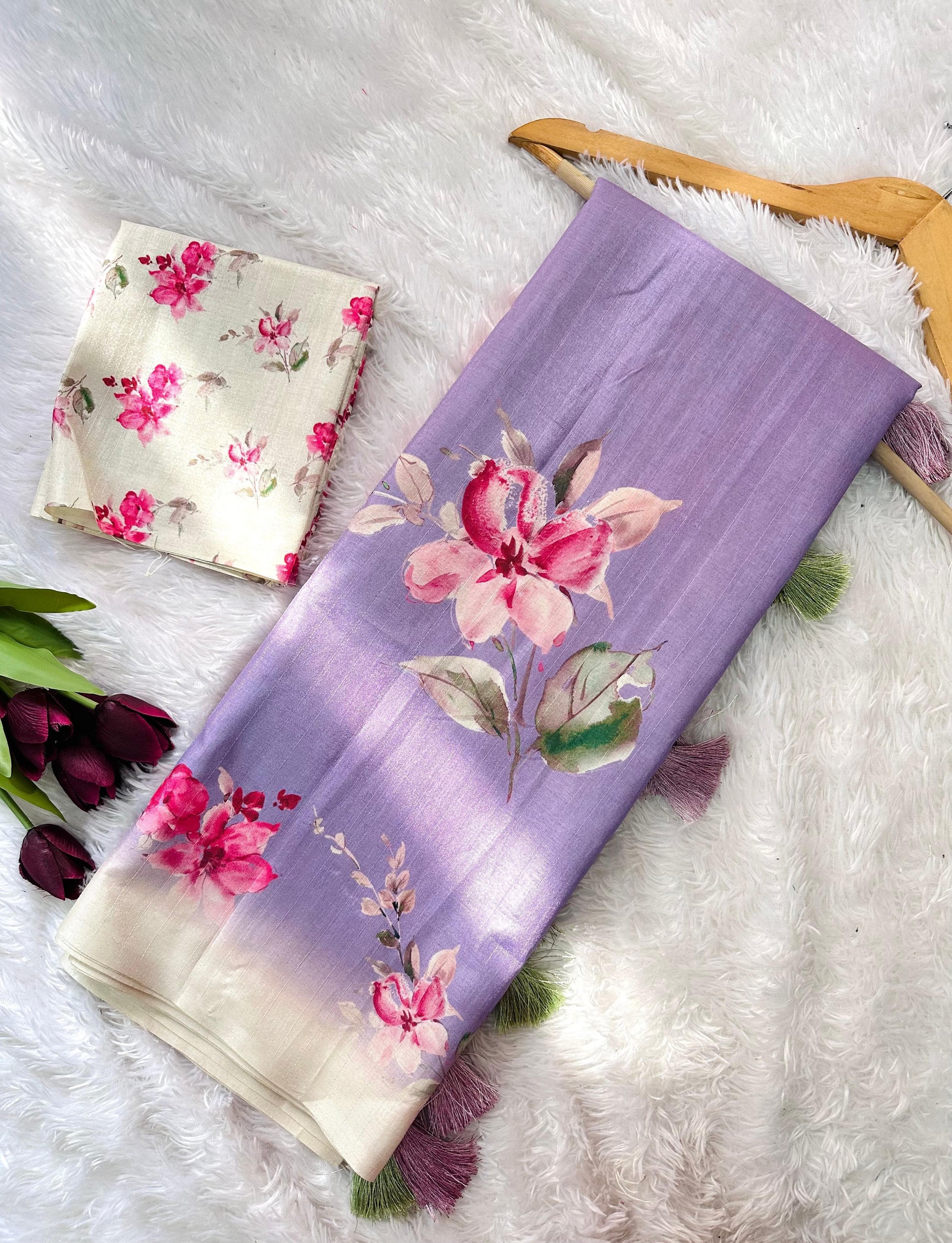 Product Image - Exclusive Tussar Silk Saree with Floral Pattern