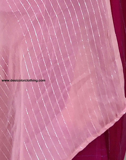 Peach Plain Georgette Pre-draped Saree